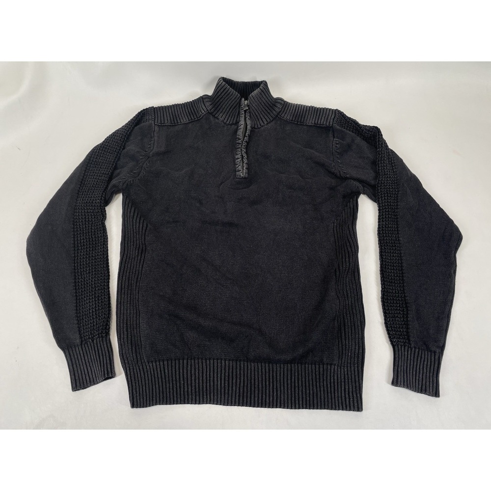 BKE Buckle 1/4 Zip Knit Sweater Mens Size L Black